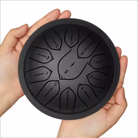 Hluru 5.5 inch Steel Tongue Drum Overtone 11 Notes Key D Tank Drum for Kids Gifts Glucophone Handpan
