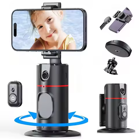 Auto Face Tracking Tripod 360° Rotation, Auto Tracking Phone Holder Remote Moving Tripod for Live Vi