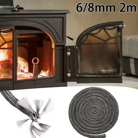 Black Stove/Fire Rope Wood Burning Stove 6/8mm 2m Log Burner Door Seal Home Improvement Accessories 
