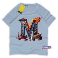 Rridn RGKids Children's T-Shirt Letter M Fire Car 4-12 years Screen Print DT161