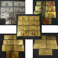 new 7/8/36pcs 24K Gold Plated US Dollars Bill Fake Paper Money Gold Banknotes Crafts Souvenir Bankno