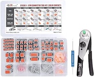 JRready ST6307 Deutsch Connector Crimping Tool Kit DTM Connector 2 3 4 6 8 and 12 Pin Automotive Electrical Connectors with Crimper JRD-DT1, Size 20 Solid Contacts Crimp Wire Gauge 16-18AWG,7.5A