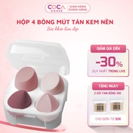 Box of 4 Makeup Sponges, Water Drop-shaped Foundation Sponges with Convenient Storage Box, Soft and 