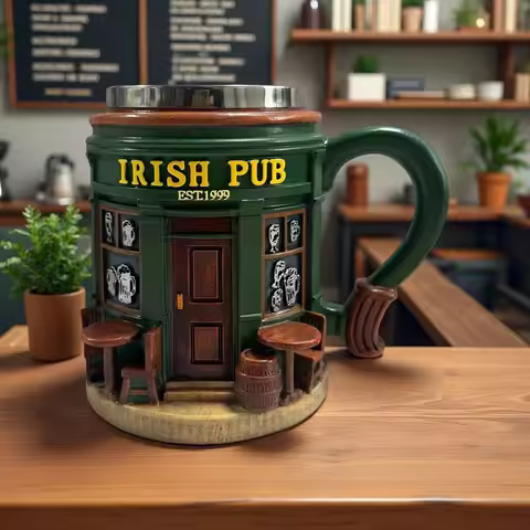 330ml Irish Bar Inspired 3D Resin Cup, Coffee Tea Beer Juice Drinking Cup for Home, Friends Gift