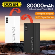 DOSEN Quality 66W Super Fast Charging Power Bank K7 Black/White QC 3.0Type-C Input USB (80000mAh/120