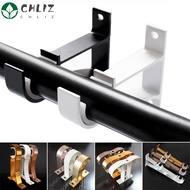CHLIZ 1Pcs Hanger Hook, Single Double Hang Aluminum Alloy Curtain Rod Bracket,  Fixing Clip Crossbar Furniture Hardware Rod Support Clamp