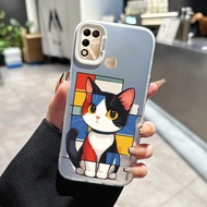 Case For Infinix Hot 9 Play 10 11 Cat Pattern Mobile Phone Transparent Silicone Color Anti-Fall