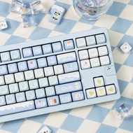 Iced-cream Keycaps MOA profile cute Blue PBT keycap set for 7u Alice Mechanical Keyboard