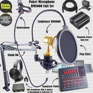 Paket Microphone BM8000 Full Set Plus Soundcard V8plus + Holderphone +