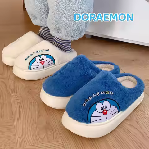 Hot Winter Cute Cartoon Doraemon Slippers Women Fashion Warm Comfortable Quiet Leisure Home Non-Slip