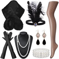 EIELO1920s Big Depression Period Women's Accessories Set Headwear Headband Retro 20s Clothing Access