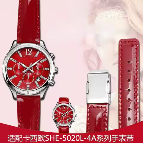 Suitable for Casio Casio Watch Women's SHE-5020L SHN-5010L Series Genuine Leather Watch Strap Access