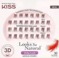 KISS Looks So Natural Trio Lash Medium Combo Pack, False Eyelashes with Tapered End Technology, 3D L