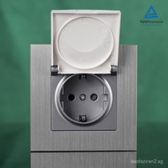 European Standard CE Socket86Brushed Aluminum Panel with European and German Plug and Cover250V 16A 