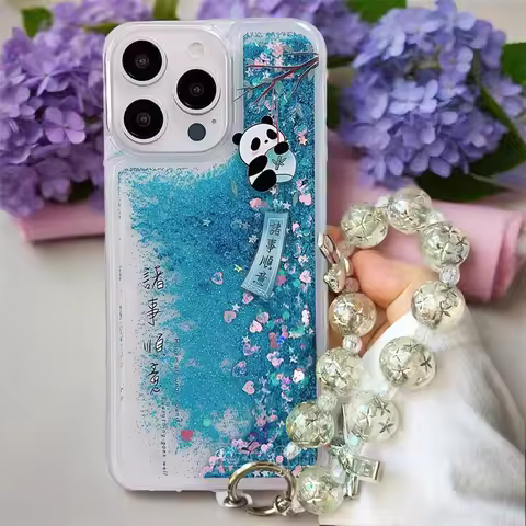 Cute Panda Rabbit Design For OPPO Reno 8T 8Z 8 Lite 9 Pro+ 10 11F 12 13 14 Pro Case Glitter Liquid Q