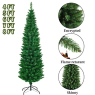 Slim Christmas Tree 5/6/7/8ft Metal Stand Artificial Pencil Christmas for Decorations Xmas Tree