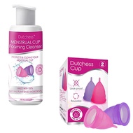 DUTCHESS Menstrual Cups - Set of 2 Reusable, Soft Silicone Period Cups - Pink & Purple, Large (A) &