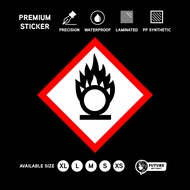 GHS Oxidizer Sticker Safety Label | Oxidize Chemical Hazard Warning Sign | Workplace Compliance | Ox