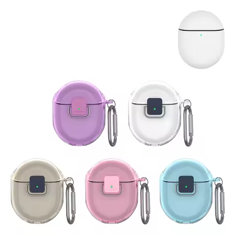 for Google Pixel Buds Pro 2 TPU Protective Cover with Hook Full Protection Hard Shell Case Transpare