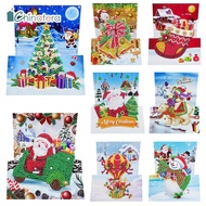 [Chinatera] 8pcs 5D Christmas Santa Claus Snowman Cartoon Special-shaped Diamond Painting Cross Stitch Postcards Festival Envelope Christmas Greeting Cards