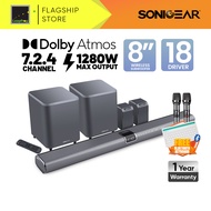 SonicGear StudioBar 9000 Dolby Atmos 7.2.4 ch Soundbar with Dual Wireless Subwoofer | Dual Mic