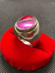 แหวนเงินแท้92.5%ฝังพลอยพญานาคสีชมพูหนัก15.1กรัมแหวนไซต์59สวยสมบูรณ์หน้าพลอยดีไม่สึก