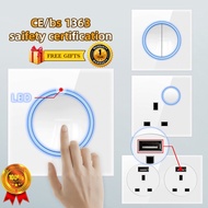XCPOS light wall switch universal wall socket led indicator Tempered Glass material usb power socket