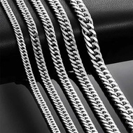 HIYEE 3mm/4mm/5mm/6mm/7mm/8mm Stainless Steel Cuban L Chains Classic for Men Boy Curb Chunky Necklac