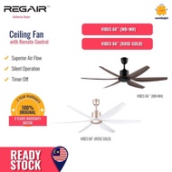 REGAIR Vibes Ceiling Fan DC Motor - Mattblack Mahogany/Rose Gold (66") 66-MBMH/66-RG