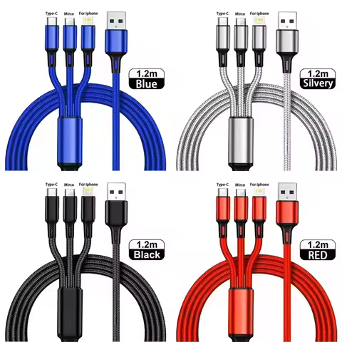 3-In-1 / 4-In-1 USB Cable Type C Usb Micro For iphone Samsung Huawei Xiaomi Multi Port Multiple Char