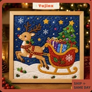 YUJINX 1 Set Christmas Fabric Art Kit, DIY Christmas Themed Fabric Painting Kit, Durable Cotton Fabr