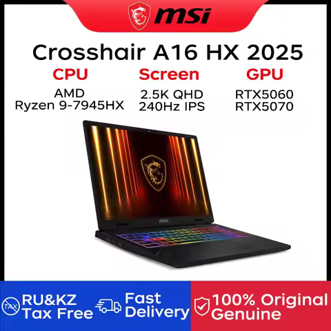 2025 MSI Crosshair A16 HX Gaming Laptop 16 Inch QHD 2.5K 240Hz IPS Screen Netbook AMD Ryzen R9-7945H