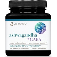 Youtheory Ashwagandha + GABA - Uses KSM-66-1,000 mg Ashwagandha & 100 mg GABA - Cortisol, Stress & M