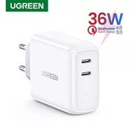 Ugreen Charger Adapter 36W Dual Port USB C Fast Charging 70264