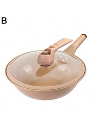 一個帶有壓力和不粘塗層的陶瓷粘土鈦煎鍋，大容量平底鍋，廚房烹飪鍋，禮品廚具