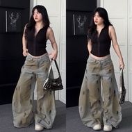 SHIKI yellow wash jeans Unisex men and women Jaystoree.