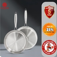 Kalpen Luxus solid stainless steel pan 24 - 28 cm, shallow 304 stainless steel pan, seamless inducti