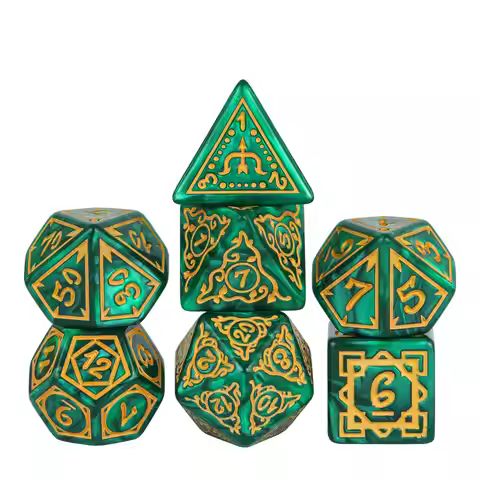 New Druid Marbled DND Dice Set Natural Elements Carved D4~D20 Polyhedral Dice for Role Playing Dice 