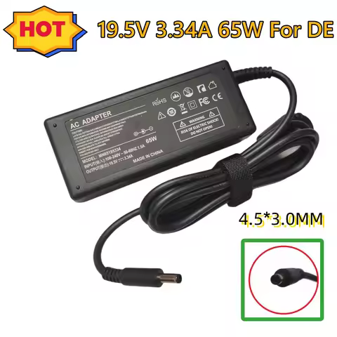 19.5V 3.34A 4.5*3.0mm 65W Laptop AC Power Adapter Charger for Dell Inspiron 13 14 15 3000 5000 5558 
