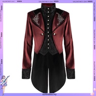 Men Victorian Medieval Coat Punk Tuxedo Halloween Cosplay Costume Tailcoat Gothic Steampunk Trench F