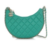 Chanel Mini Green Quilted Lambskin Chain Around Hobo Bag Gold Hardware, 2023