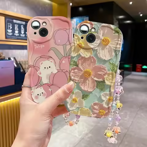 Flower Chain Lanyard Phone Case For VIVO V40 Lite V30 V30E V29E V27E V25E V23E V21E V27 V25 V23 V20 