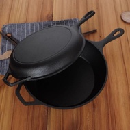 [READY STOCK] 26CM NON-COATING 100% PURE CAST IRON PAN FULL SET