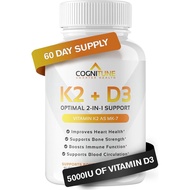 Vitamin D3 5000 IU dengan Suplemen Vitamin K2 (MK7) - Kapsul Kesihatan Kekebalan, Jantung & Tulang P