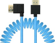 Uonecn Left Angle HDMI 2.1 Cable for Atomos Ninja V, Portkeys BM5, 48Gbps 8K Braided Coiled HDMI Cor