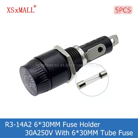 5PCS R3-14C R3-14A2 6*30MM Fuse Holder 10A/30A 250V Panel Mounting High Temperature Resistance Fuse 