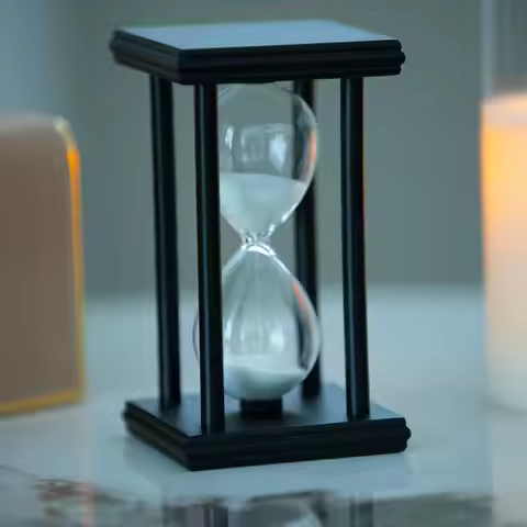 Black Wooden Hourglass Sand Timer Large Vintage 30 Minutes Hourglass Timer Set White Sand Sand Clock