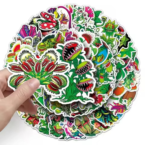 10/50pcs Chomper Flower Venus Flytrap Stickers Notebook Stationery Laptop Material Botany Plant Stic