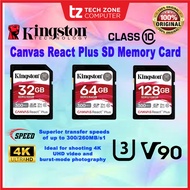 Kingston Canvas React Plus SD memory card Class 10 V90 SDR2 (32GB/64GB/128GB/)