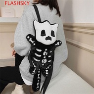 FLASHSKY Water Bottle Bag Female Cute Schoolbags Furry Bag Skull Shape Bag Winter Furry Bag